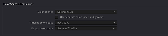 Davinci Color Settings