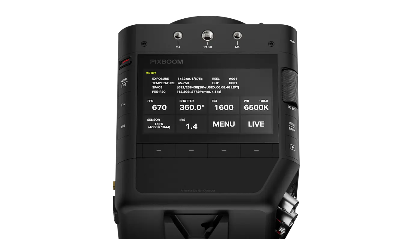 Pixboom Spark touchscreen and physical controls